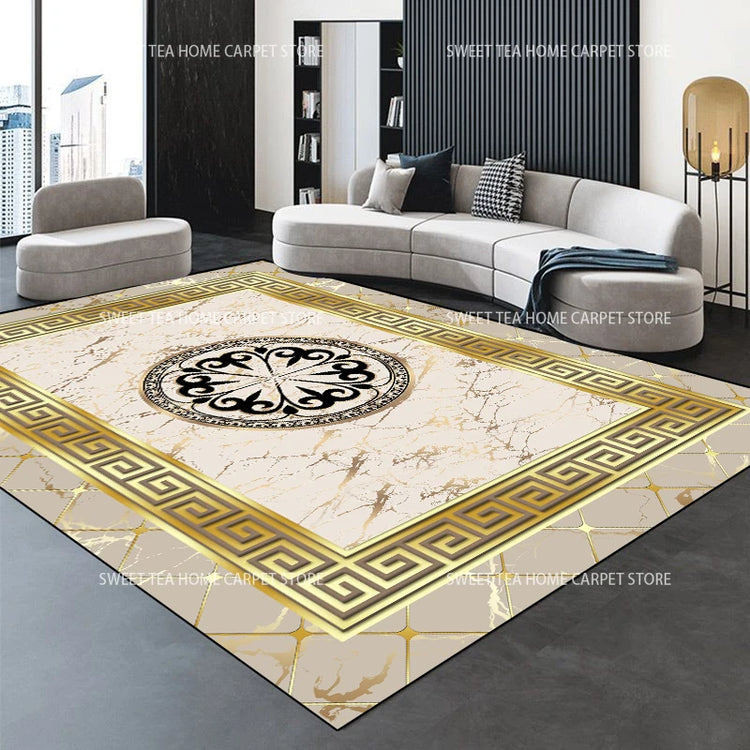 Modern Golden Luxury Carpet Large Living Room Decoration Home Rugs Non-slip Bedroom Mat Customizable Coffee Table Lounge Rugs