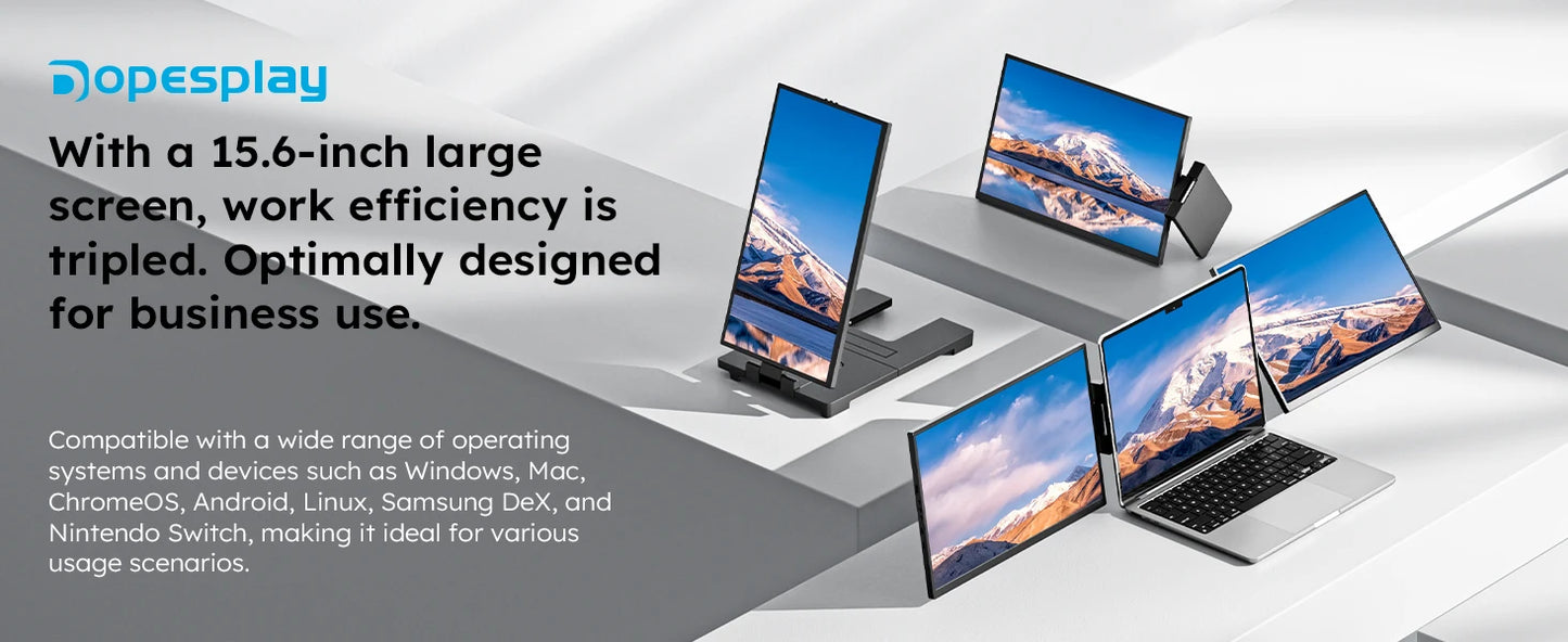 15.6inch Triple Screen Extender For Laptops 1080P FHD IPS Portable Dual External Monitors For Macbook Windows Extension 13-17"