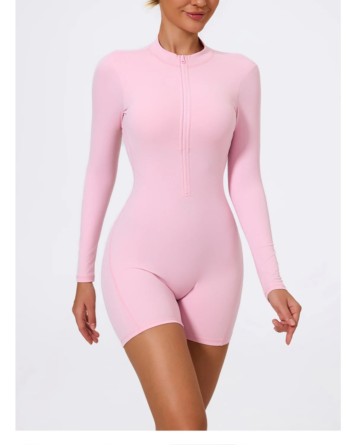 Summer V Back Scrunch One-Piece Suit Push Up Sports Jumpsuit Woman Fitness Zipper Overalls Workout Rompers Women Gym Bodysuits