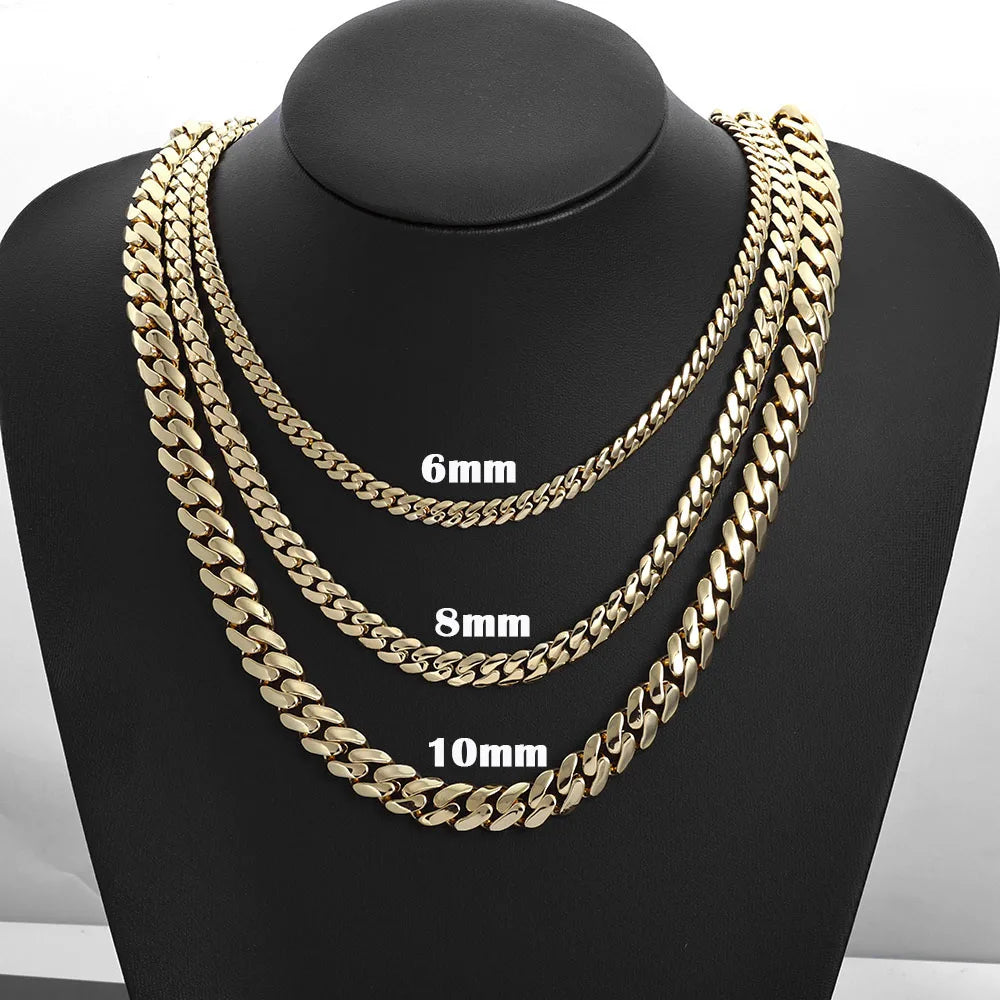 Exquisite 6/8/10mm Monaco Necklace 925 Silver Moissanite VVS Thick 14K Gold Plated Hip Hop Style Men's Cuban Necklace