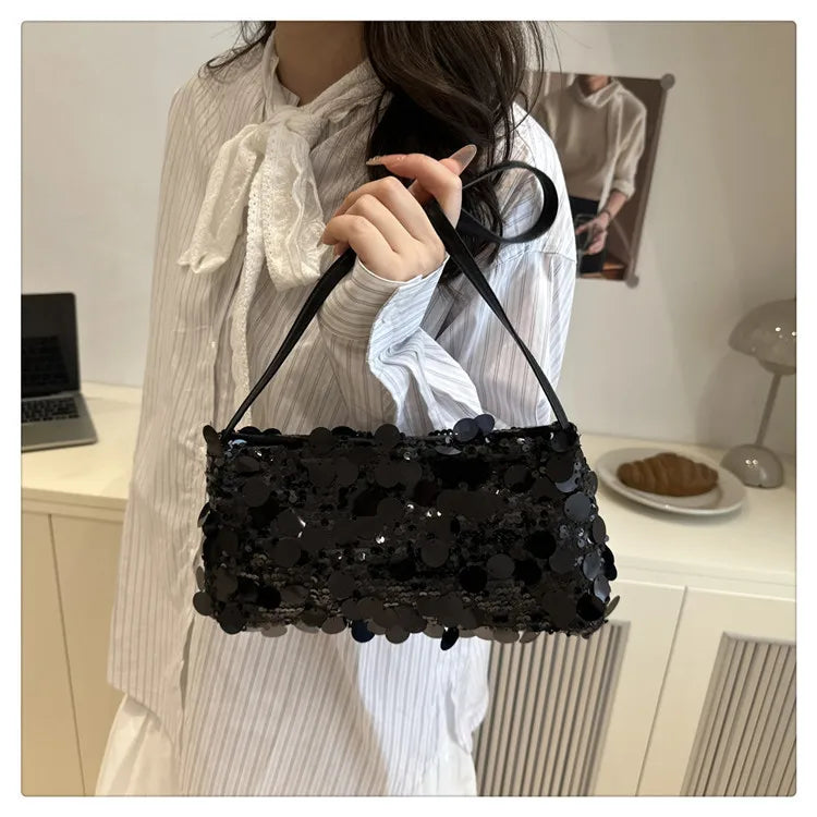 Sequin Evening Party Shoulder Bags for Women Lightweight Portable Ladies strap Crossbody Bag Solid Color fashion Female Handbag