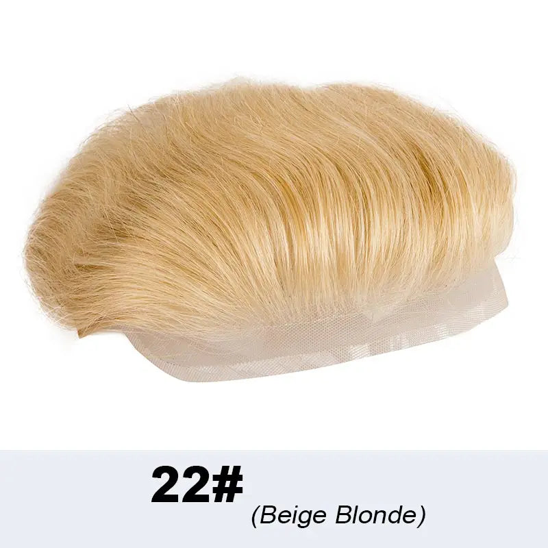 Full Lace V Style Shape Men's Front Hairline Natural Hairpiece Male Forehead Hairline Lace Pu Frontal Hair Patch For Men Blonde