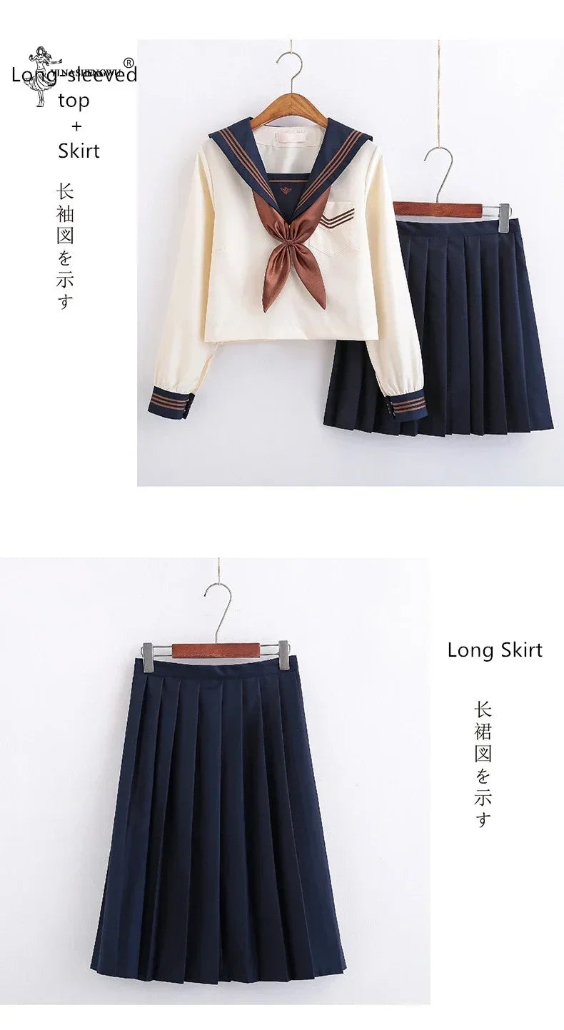 Japanese School Uniforms Anime COS Sailor Suit Jk Uniforms College Middle School Uniform For Girls Students Light Yellow Costume