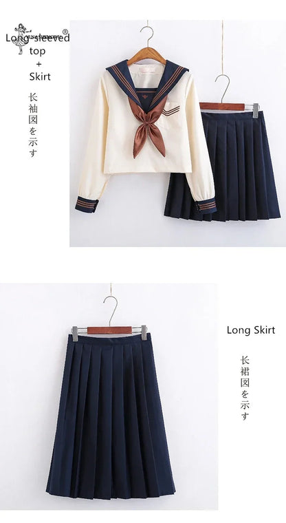 Japanese School Uniforms Anime COS Sailor Suit Jk Uniforms College Middle School Uniform For Girls Students Light Yellow Costume