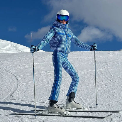 Thicken Print Cotton Jumpsuits Women High Neck Long Sleeves Zipper Belts Warm Ski Wears Female 2026 Winter New Chic Ski Jumpsuit