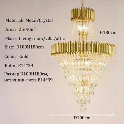 Luxury Crystal Chandeliers Home Villa Duplex  Attic Living Room Lighting Loft Decoration Indoor Pendant Lights Fixtures
