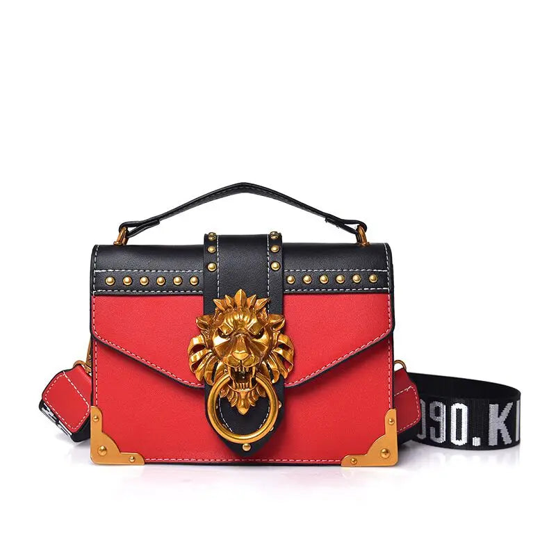 Fashion Metal Lion Head Mini Small Square Pack Shoulder Bag Crossbody Package Clutch Women Designer Wallet Handbags Bolsos Mujer