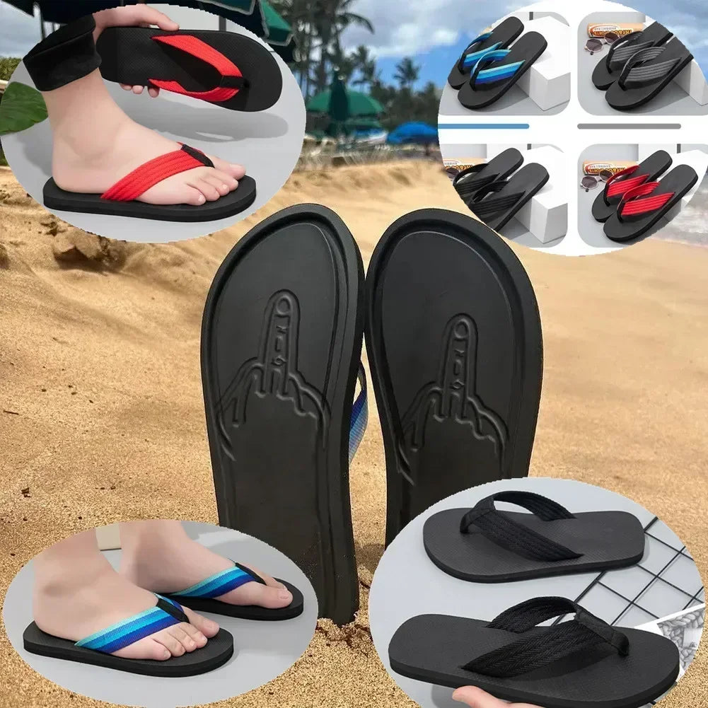 Hidden Middle Finger Slippers Figure with Legs Quick- Dry Flip Flops Parody Middle Finger Beach Summer Comfort Non Slip Sandal