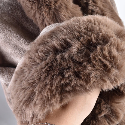 Winter New Fashion Warm Sleeve Plush Cape Cape Large Loose Bat Sleeve Plush Coat Cardigan Women