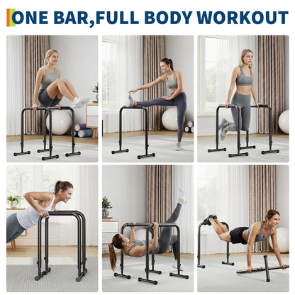Adjustable Dip Bars with 3 Level Height 32 to 36 inch, 440 lbs Heavy Duty Steel Parallel Push Up Stand, Portable Calisthenics Station for Home Gym Strength Training