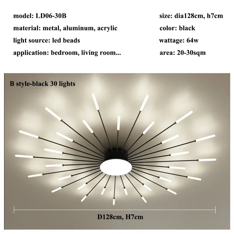 Modern Firework s Led Ceiling Lamp Creativity Living Dining Room Ceiling Chandelier Home Lighting Bedroom Light Luster Luminaire