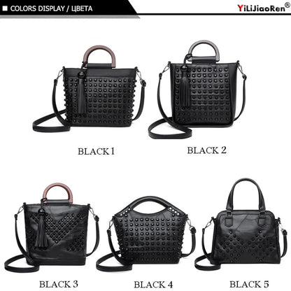 Fashion Sheepskin Leather Women Handbag Luxury Rivet Ladies Hand Bags Tote Bag Famous Brand Messenger Crossbody Bags for Women