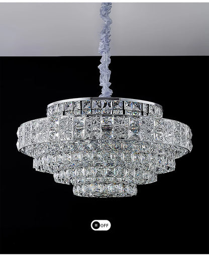 Luxury Glittering Crystal Long Pendant Lights Modern Lustres LED Oval Hanging Lamps for Ceiling Home Decor for Dining Room
