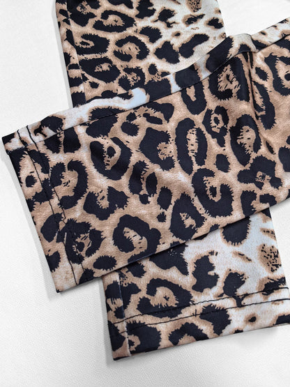 Summer 2026 Sexy Leopard Jumpsuit Women Stand Collar Deep Zipper Slim Full Length Pants Trousers Rompers Jumpsuits 63947