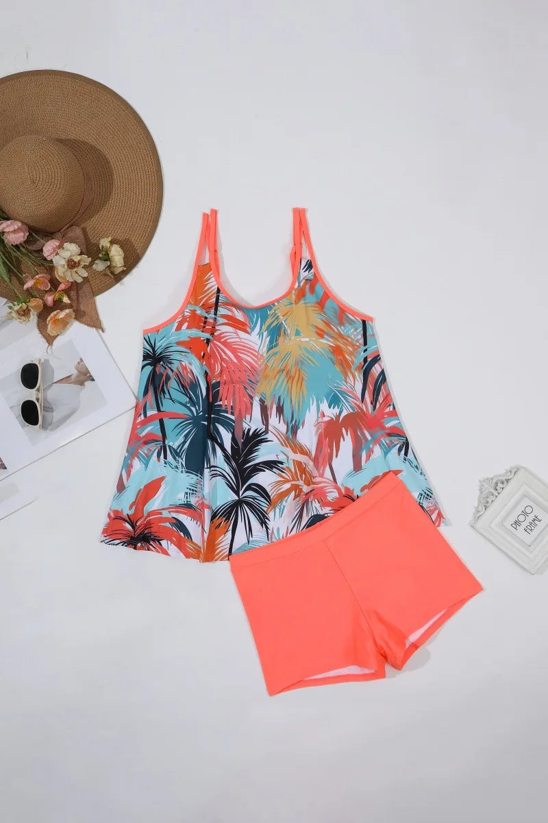VigoJany 2026 Sexy Print 2 Piece Plus Size Tankini Women Strapped Hollow Curvy Swimsuit Brazilian Beach Lady Big Bathing Suit