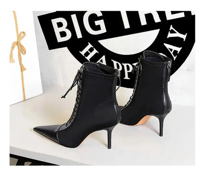 Women's Ankle Boots Sexy Pointed Tip High Heels for Woman Fashion Self Cultivation High Heeled Boots Designer Shoes Botas Mujer