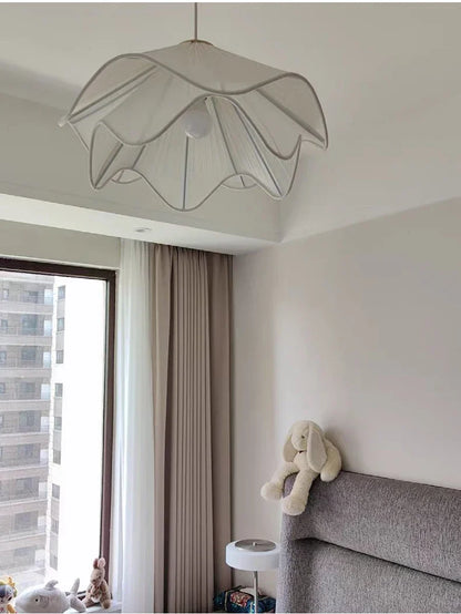 Nordic Minimalist Wabi Sabi Creamy Wind Fabric Chandelier Living Dining Room Bedroom Pendant Lights Home Hanging Lamp Fixture