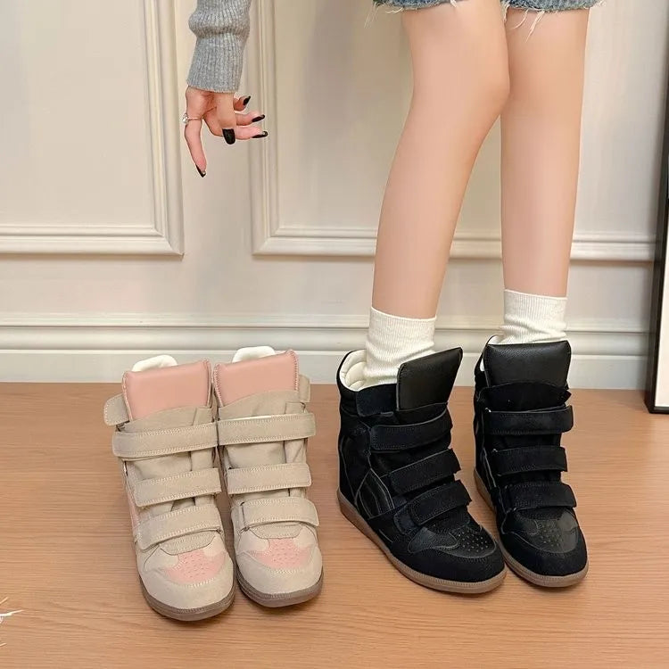 2026 Summer New Invisible Height-Boosting Color-Block Retro Versatile Sporty Casual High-Top Shoes for Women