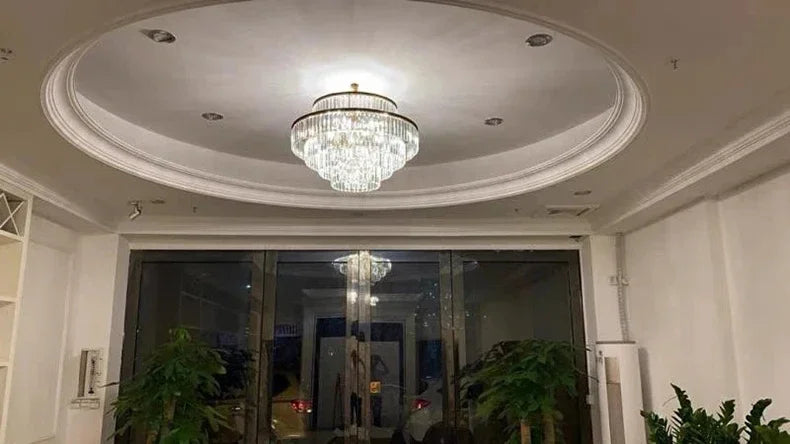 Modern Luxury Crystal Chandelier Gold Ceiling Pendant Lights for Living Room Chandeliers Villa Kitchen Decoration Round Lamp