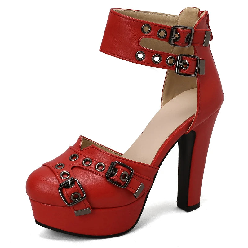 Red Platform High Heels Women's Sandals Summer Shoes 2025 Strap Black White Pumps Wedding Fetish Dance Party Shoes Large Size 50