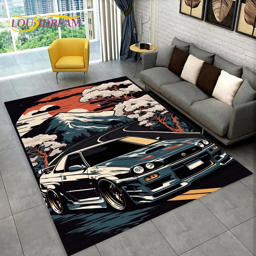 GTR Racing Car N-Nissan Logo 3D Carpet Rug for Home Living Room Bedroom Sofa Motorcycle Doormat Decor,kid  Area Rug Floor Mat