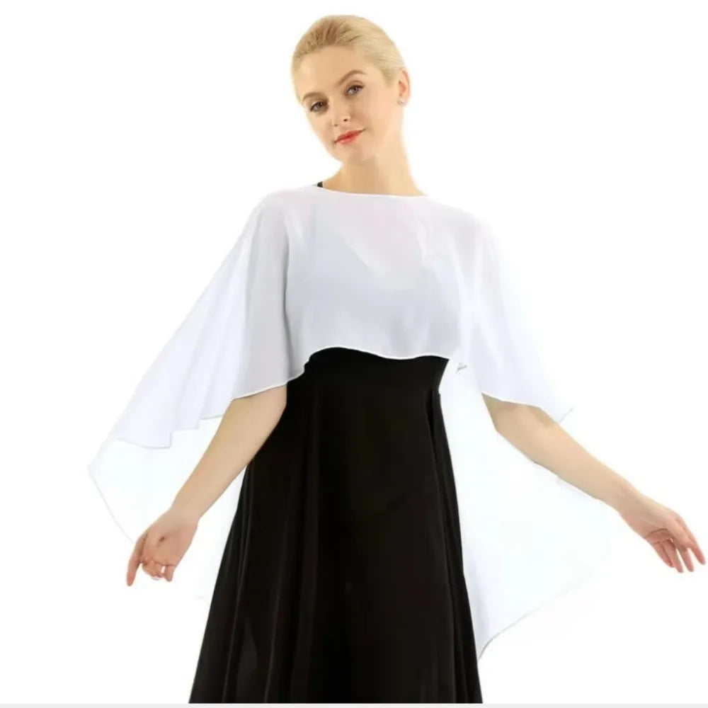 New Fashion Soft Wedding Capes Long Solid Color Chiffon Shrug Sunscreen Wraps Womens Ladies