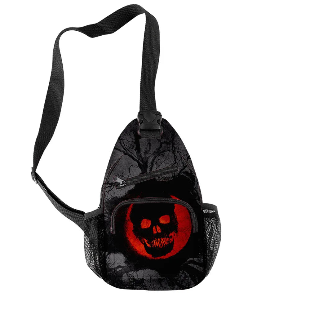Fashion Youthful Halloween Skeleton Boys/Girls 3D Printed Chest Bags Oxford Waterproof Sports Crossbody Travel Bag Shoulder Bags