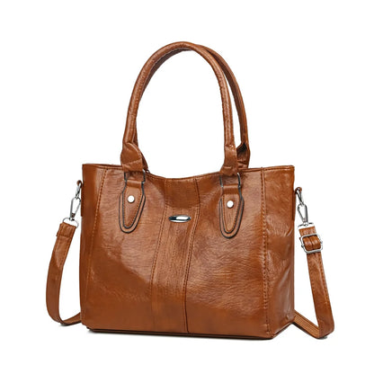 New Soft Leather Handbag For Women Vintage Shoulder Tote Bag Luxury Designer Ladies Large Capacity Purse Commute Bags Sac A Main