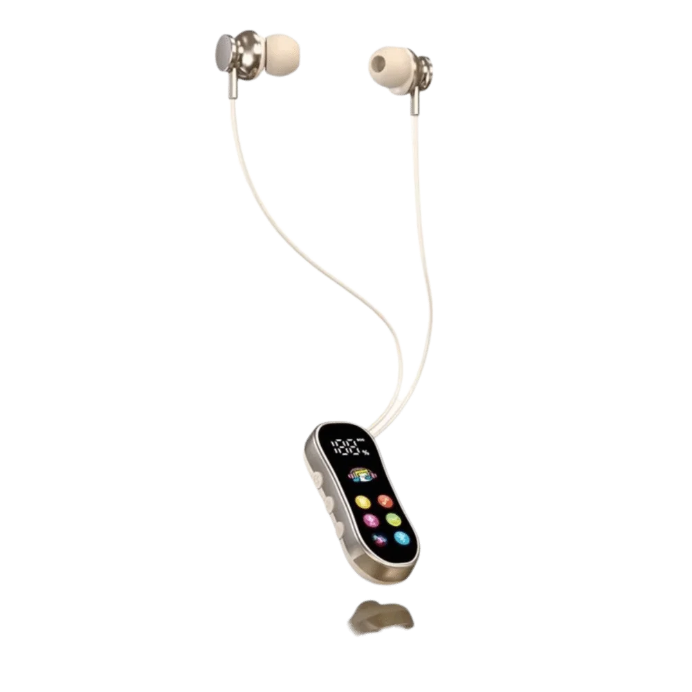 Ultra Long Battery Life Lavalier Bluetooth Earphones Card Insertion LED Screen Bluetooth Headset Variable Sound HD Calling