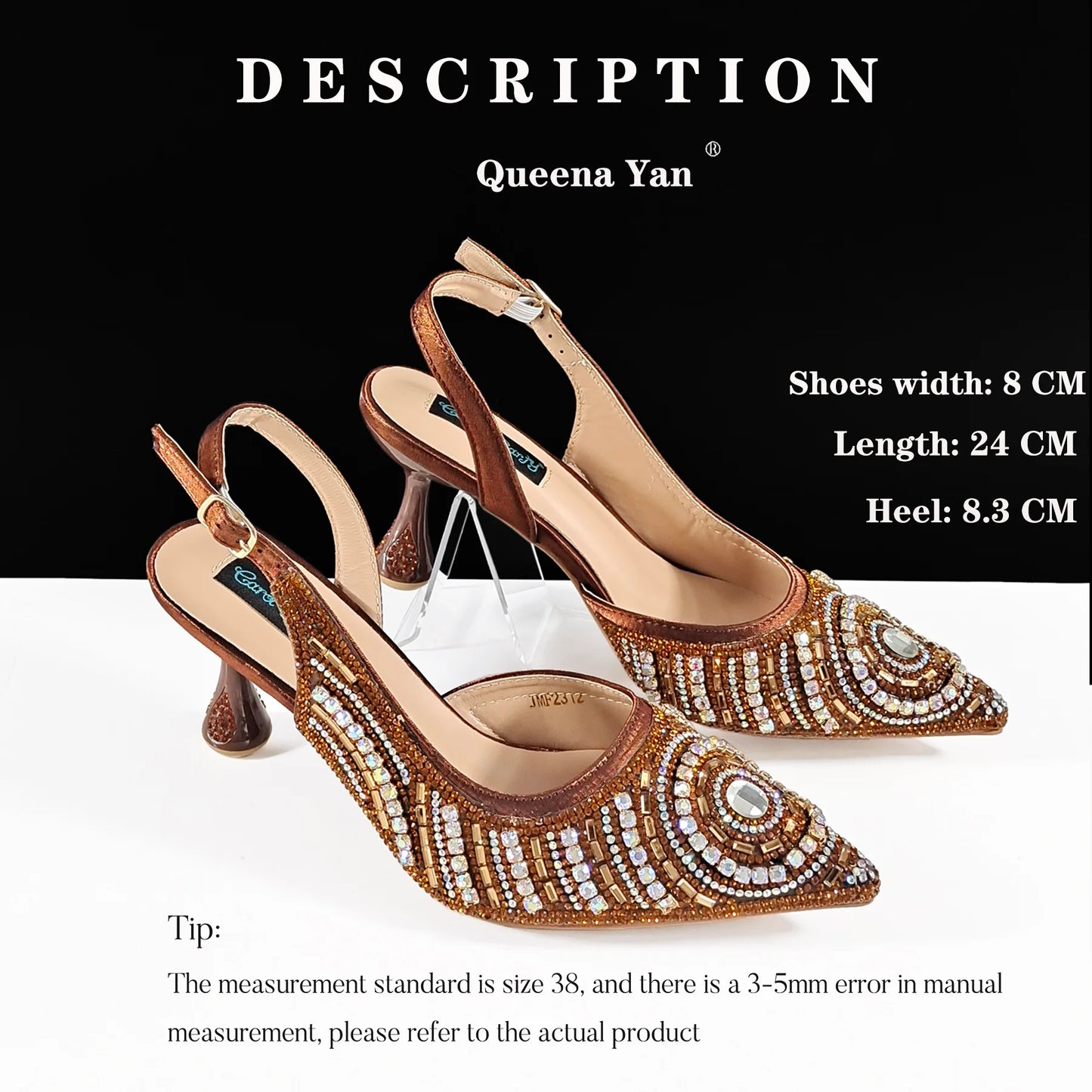 Queena Yan High-end Matching Women's Shoes with Diamond Hard Box Bag Popular in Nigeria Party Women's High Heels