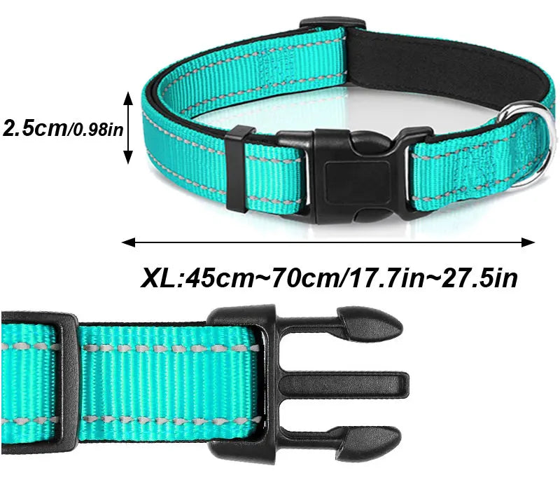 Reflective Dog Collar For Medium Large Dogs Soft Neoprene Padded Nylon Sturdy Adjustable Pets Collar for Medium Large Dogs