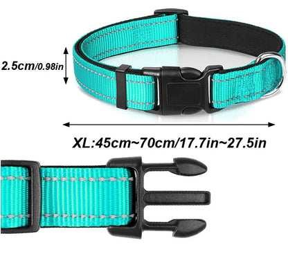 Reflective Dog Collar For Medium Large Dogs Soft Neoprene Padded Nylon Sturdy Adjustable Pets Collar for Medium Large Dogs