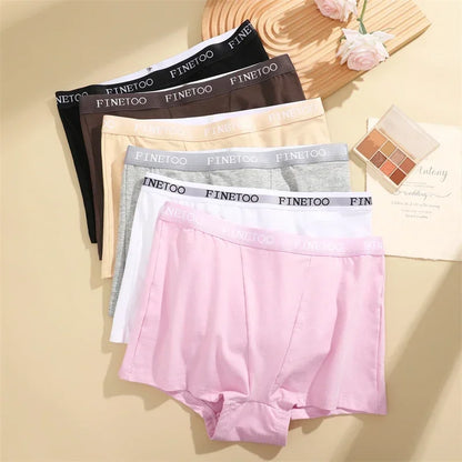 3Pcs Women's Cotton Boxers Panties Seamless Sports Underwear Female Solid Color Briefs Lingerie Intimate Underpant Finetoo S-XXL
