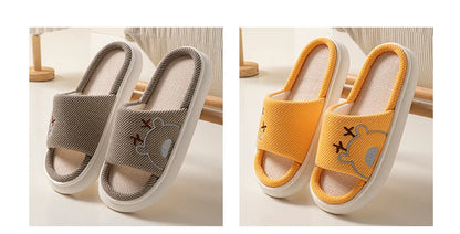 Linen Platform Women's Slippers Home Flats Summer Luxury Designer Woman Shoes New Open-Toe Casual Indoor Slides Non-Slip Unisex