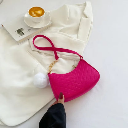 Mini Shoulder Bags for Women Fashion Felt Women's Bag Design Advanced Underarm Handbags Beautiful Purses Crescent SaddleBag 2025