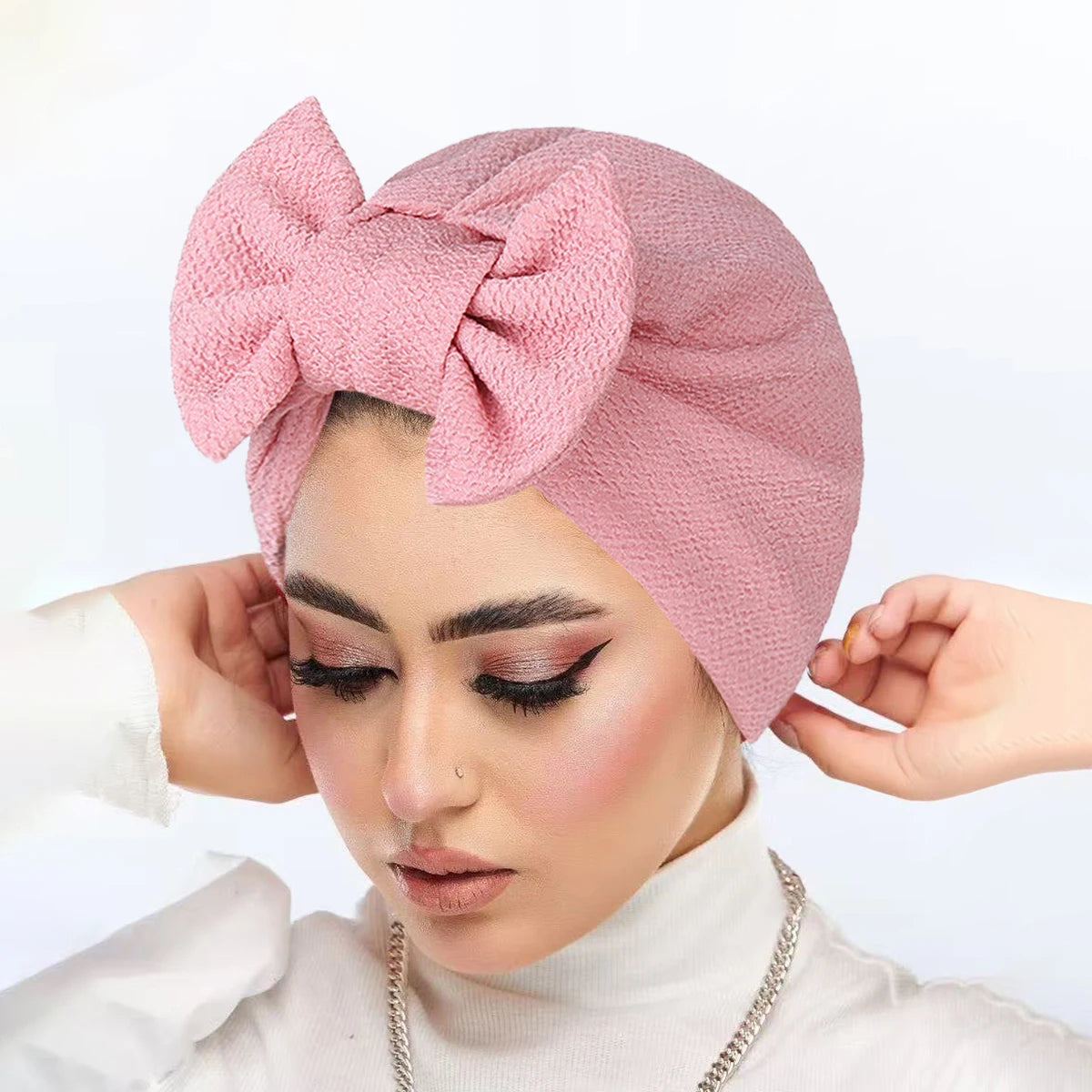 New Women Bow Knotted Turban Indian Hat Muslim Hijab Bonnet Hair Loss Headscarf Chemo Cap Headwear Bandanas Turbante Mujer