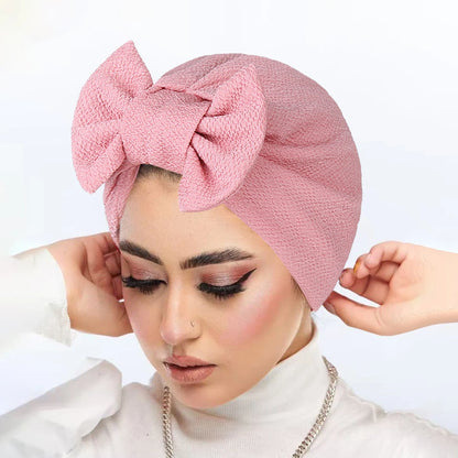 New Women Bow Knotted Turban Indian Hat Muslim Hijab Bonnet Hair Loss Headscarf Chemo Cap Headwear Bandanas Turbante Mujer
