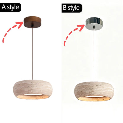 7.8in Modern Pendant Light Adjustable Pendant Lights With Yellow Travertine Lampshade LED 18W 3 Color Dining Room Bedroom
