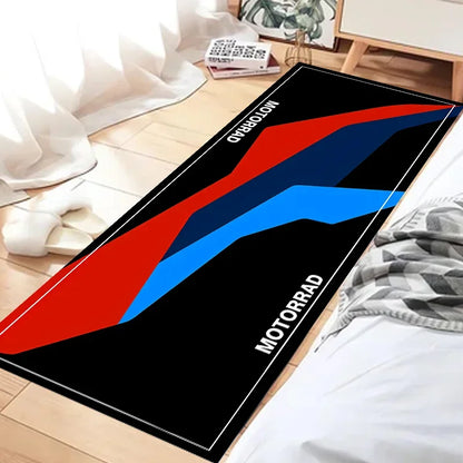 VIKAMA Anti-Slip Racing Motorcycle Mat Long Garage Floor Carpet Cool Display Rug for Home Living Room Decor