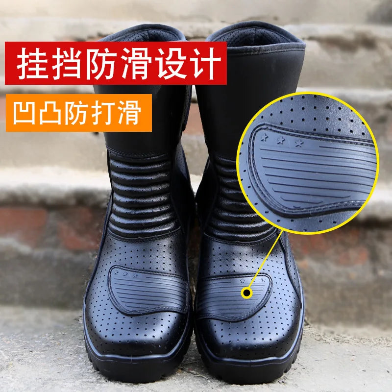 Breathable motorcycle riding shoes men long-legged suitable for riding motorcycles outdoor duty wear-resistant anti-slip boots