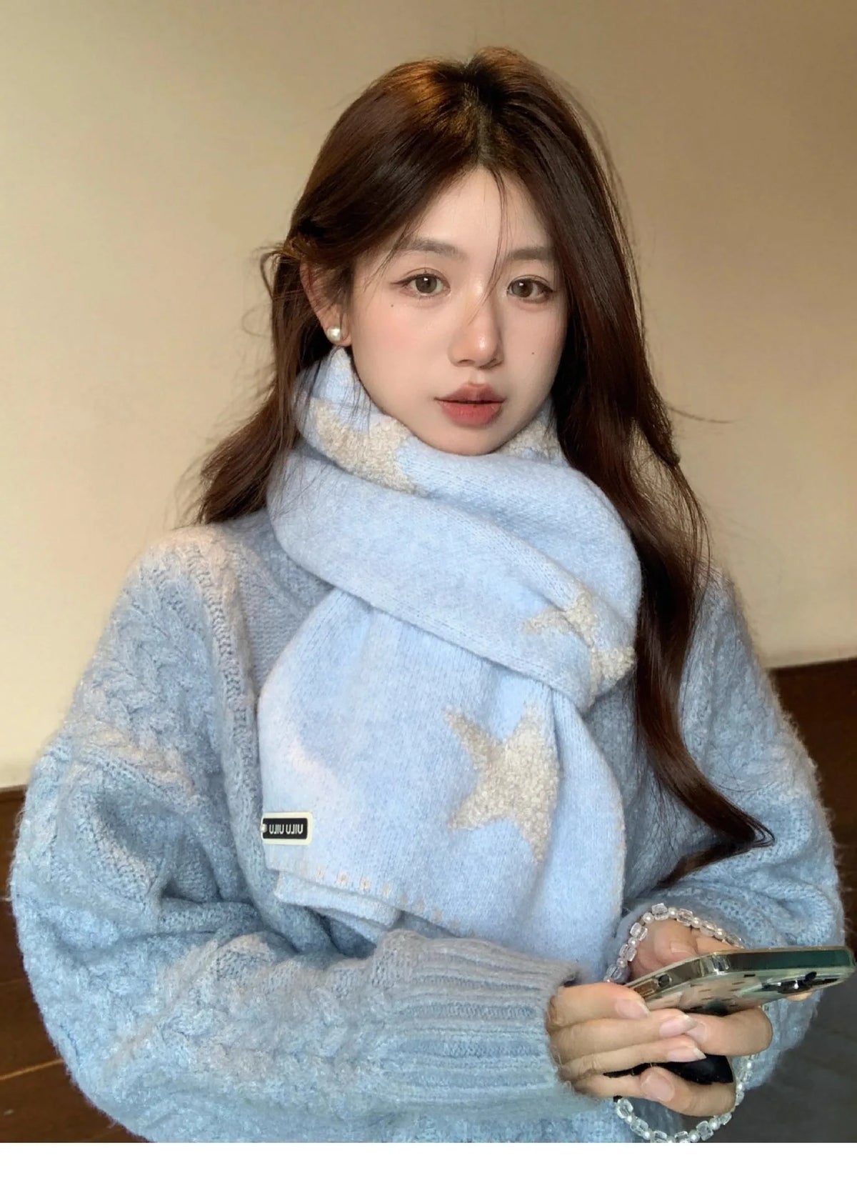 Women's Scarves Korean Star Sweet Kawaii Thickened Warm High Quality Shawl For Girl Versatile Cute Preppy Style Scarf Winter
