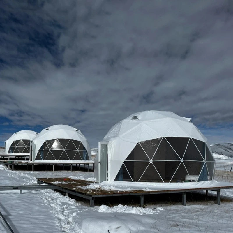 PVC Geodesic Dome Tent, Waterproof Windproof Snow Resistant Luxury Glamping Tent for Resort Hotel Outdoor Party Event Shelter
