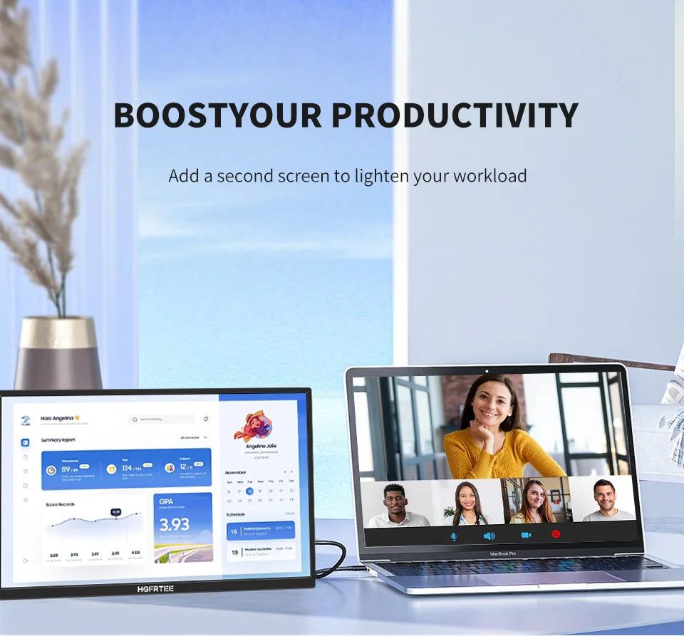 HGFRTEE Portable Monitor 18.5inch 120Hz Resolution Travel Size Gaming Display with USB-C Connection for Laptop PC Game Consoles