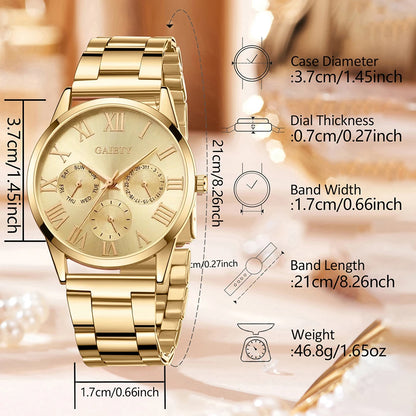 5Pcs/Set Unisex Jewelry Watches Women's Wristwatch Accessories Gold Fashion Business Elegant Classic Exquisite Retro Light Luxury Rhinestone Luxury Watch Set Y2K Party Gathering Daily Wear Birthday Holiday Gift Travel Vacatio