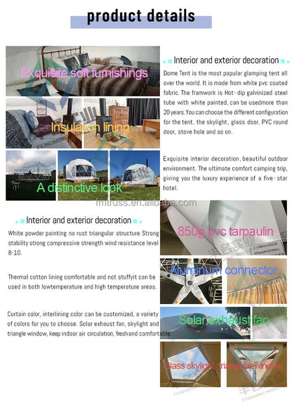 Luxury Modern Transparent PVC Four-Season Custom Garden Hotel Igloo Glamping House Geodesic Dome Tent
