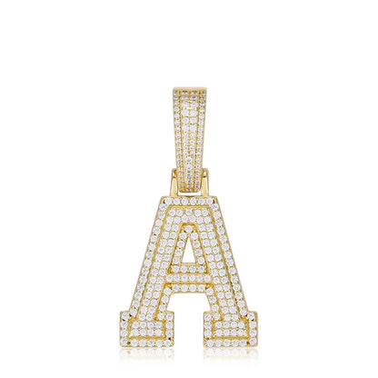 New Moissanite 26 A-Z Letter Pendant Jewelry Necklace Women  Iced Out Personalized Charms Rapper Super Star Hip Hop Punk S925