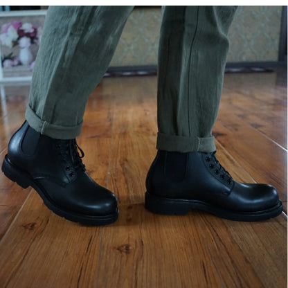 Goodyear-Head Cowhide Overalls Boots Biker Boots for Men