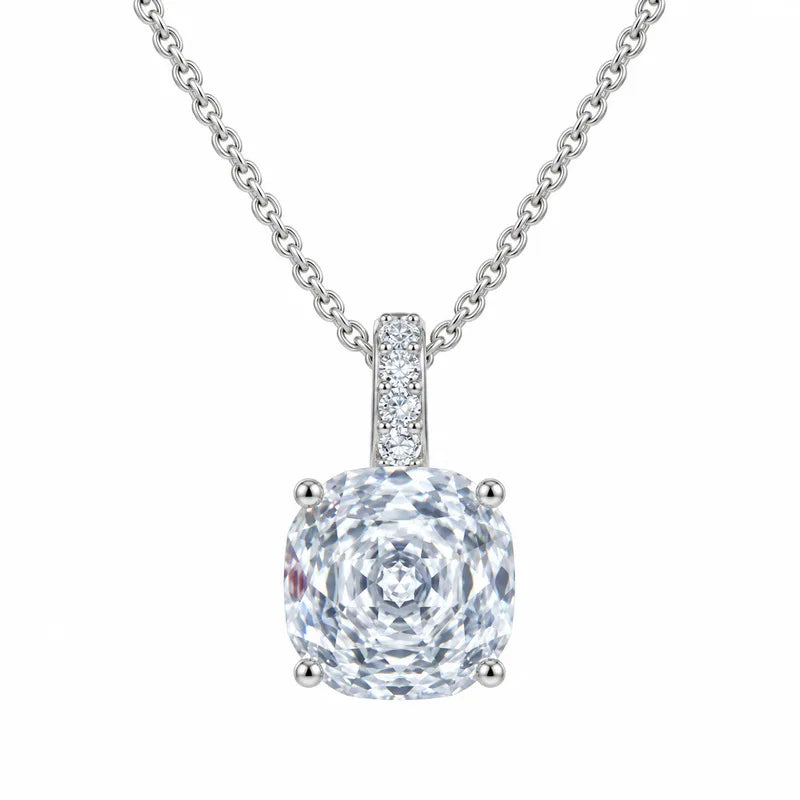 Platinum Pt950 Octagonal Cut Moissanite Necklace Women'S Square Diamond Pendant, A Delicate And Luxurious Clavicle Chain