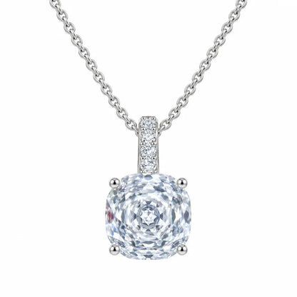 Platinum Pt950 Octagonal Cut Moissanite Necklace Women'S Square Diamond Pendant, A Delicate And Luxurious Clavicle Chain