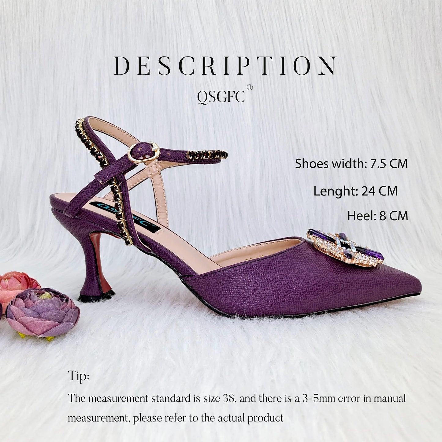 QSGFC High Quality Women's Pumps And Bag Silver Color Full Of Rhinestones High-Grade Materials For Nigerian Wedding Party